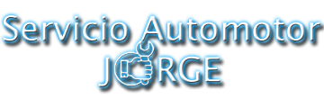 Logo del Servicio Automotor JORGE. Está conformado por el propio nombre del taller, escrito en color negro y con un sombreado celeste. Además, la O de Jorge es una mano sujetando una llave combinada.